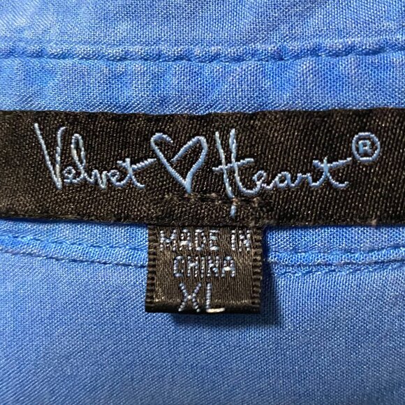 Velvet Heart, long sleeve, neon powder blue, button-down blouse, size XL - Picture 8 of 10